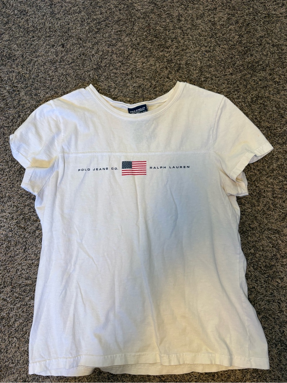 Ralph Lauren White Short Sleeve Flag Graphic Tee- Vintage 90’s